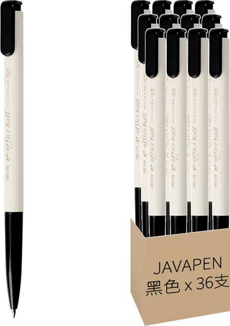 JAVAPEN 電子辦公圓珠筆 0.7mm, 黑色, 36支