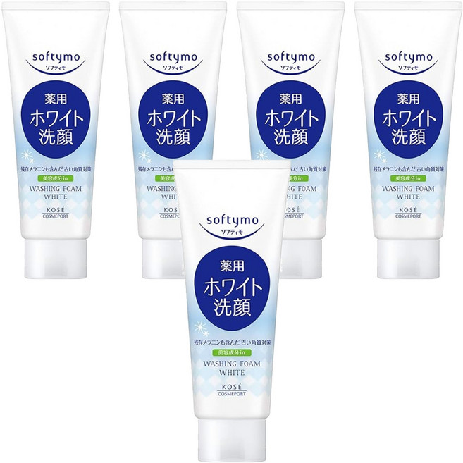KOSE 高絲 softymo 絲芙蒂 台灣公司貨 嫩白洗顏霜, 150g, 5條