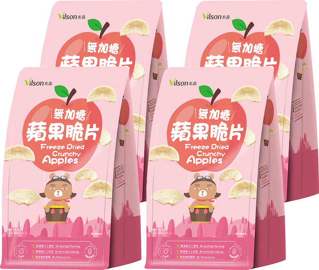 Vilson 米森 無加糖蘋果脆片, 40g, 4袋