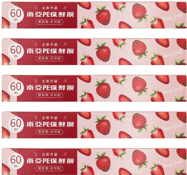 南亞 PE 保鮮膜 家庭用 (全新升級), 60m, 5入