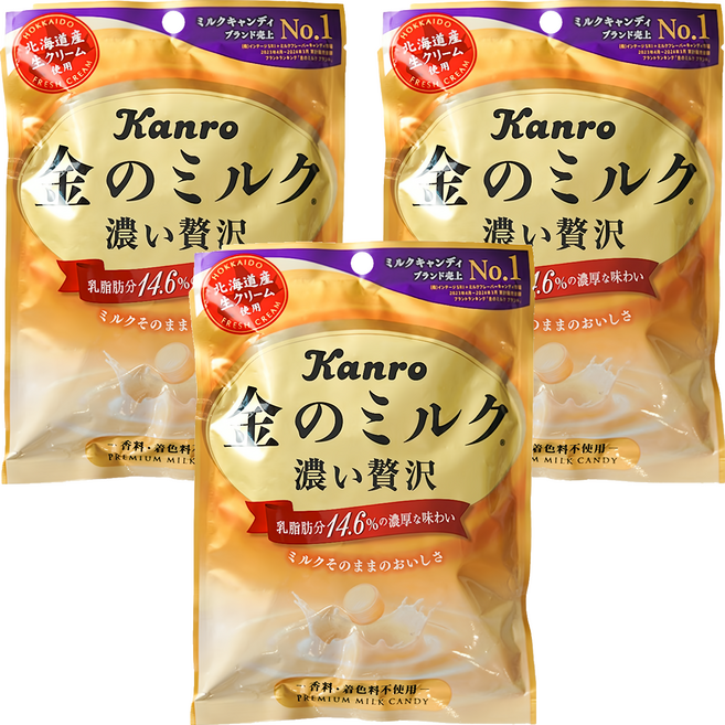 Kanro 甘樂 黃金奶糖, 3袋, 80g