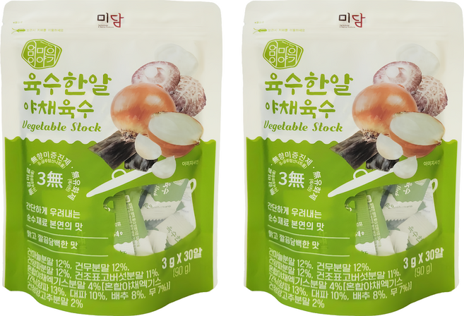MAMSSTORY 韓國片裝高湯塊 蔬菜風味 30包, 90g, 2袋