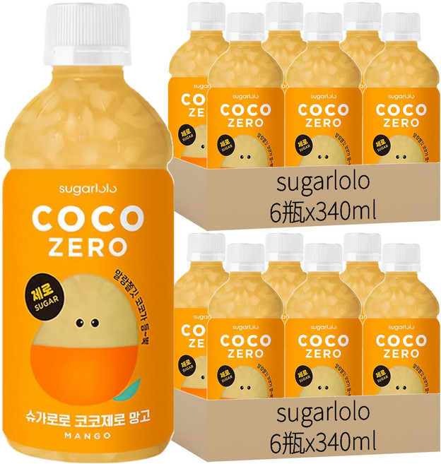 sugarlolo 椰果飲料 芒果風味, 12瓶, 340ml