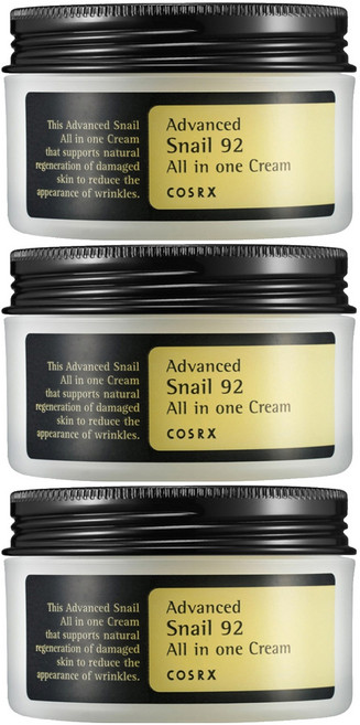 COSRX 台灣公司貨 92%全效修護蝸牛面霜, 100g, 3罐