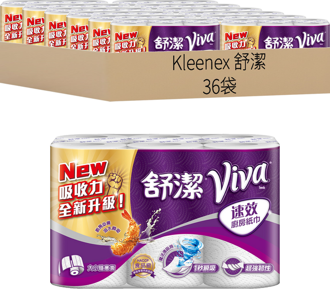 Kleenex 舒潔 食安級耐用廚房紙巾 大小隨意撕 108張, 6捲, 18袋