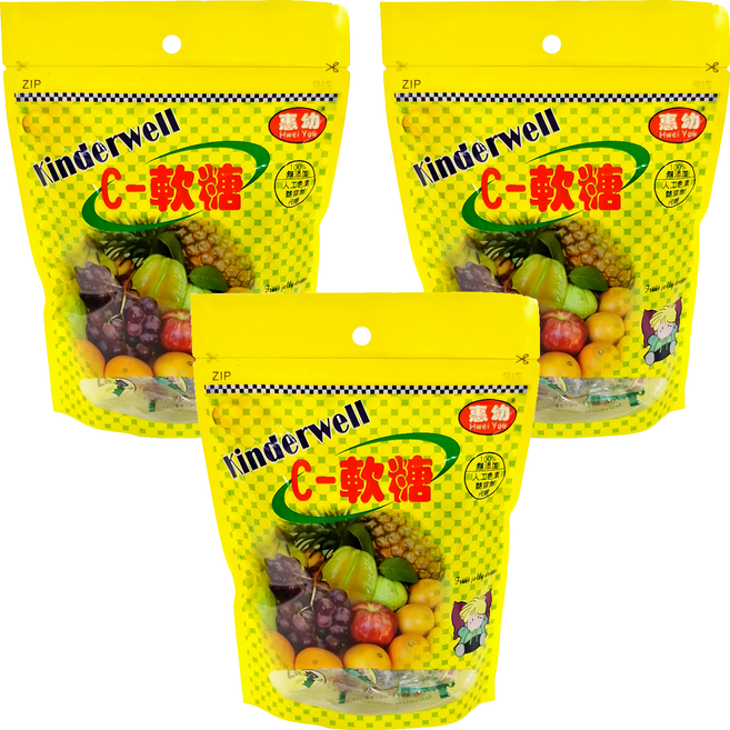 Hwei Yow 惠幼 QQ C 軟糖 水果風味, 120g, 3包