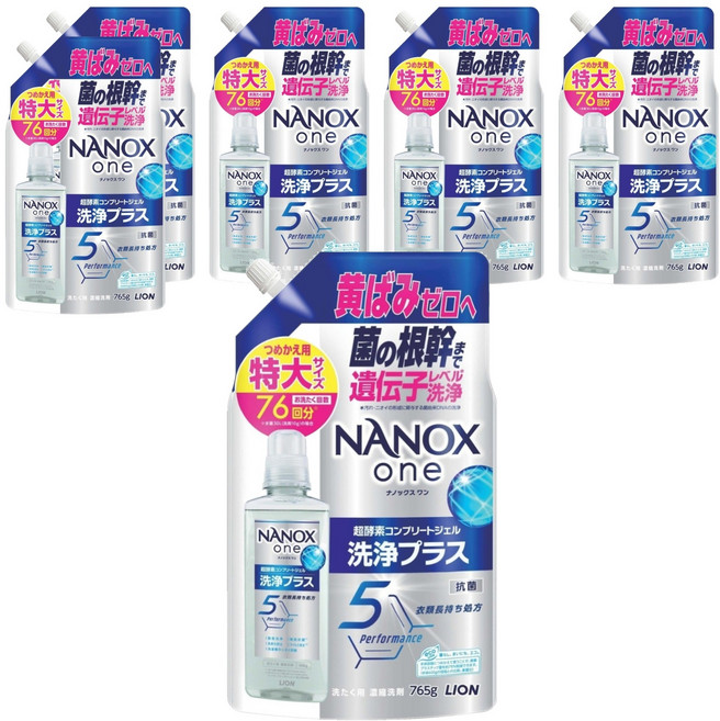 LION 獅王 NANOX one Plus 酵素濃縮洗衣精 補充裝, 6個, 765g