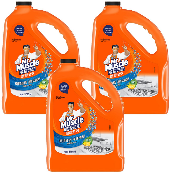 Mr Muscle 威猛先生 廚房清潔劑 清爽檸檬, 3785ml, 3桶