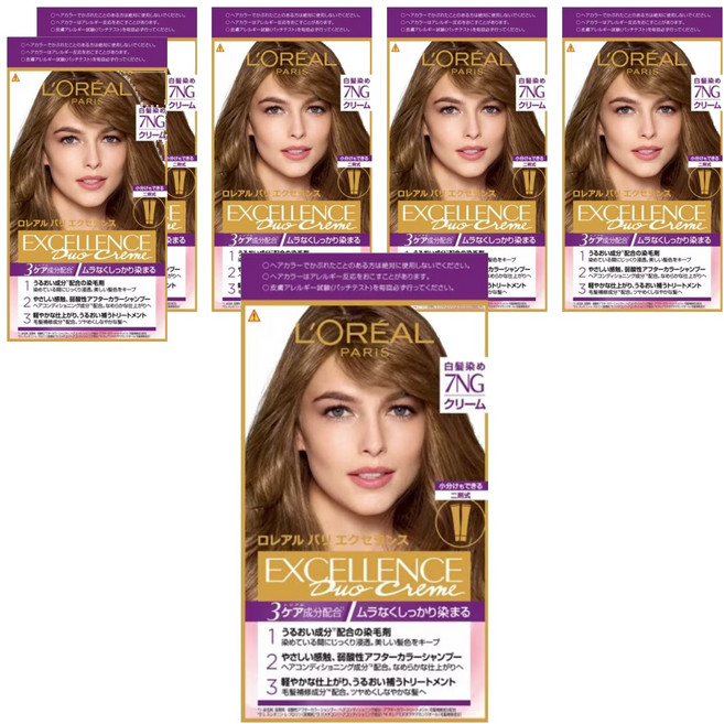 L'OREAL PARiS 巴黎萊雅 台灣公司貨 優媚霜三重護髮雙管染髮霜, 7NG淺亞麻棕, 6組