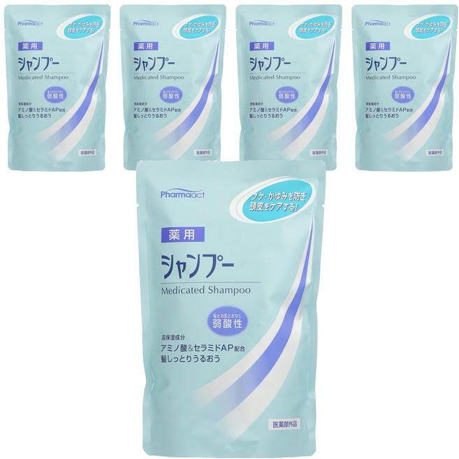 KUMANO 熊野油脂 Pharmaact 弱酸性洗髮精, 400ml, 5入