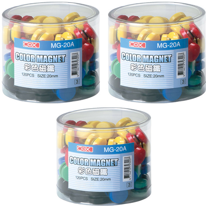 CoX 三燕興業 彩色白板磁鐵 MG20A, 多色, 3盒
