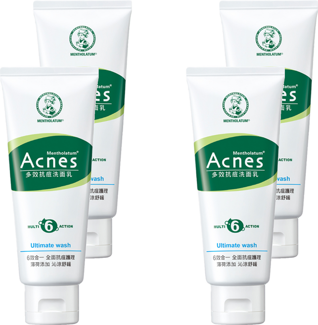 MENTHOLATUM 曼秀雷敦 台灣公司貨 Acnes多效抗痘洗面乳, 100g, 4條