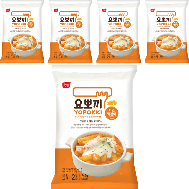 YOPOKKI 芝士味辣炒年糕, 240g, 5包