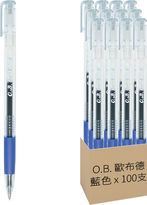 O.B. 歐布德 自動中性筆 0.5mm, 藍色, 100支