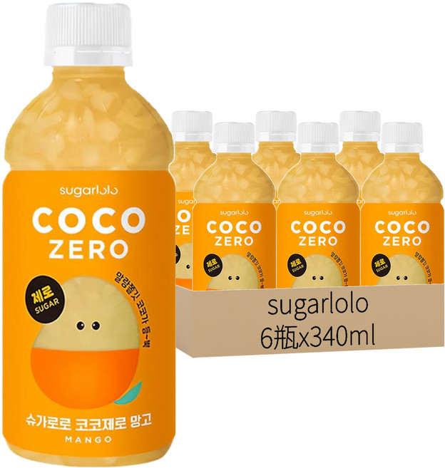 sugarlolo 椰果飲料 芒果風味, 6瓶, 340ml