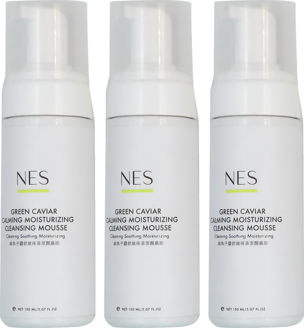 NES cosmetics 恩藝偲 綠魚子醬舒緩保濕潔顏慕斯, 150ml, 3瓶