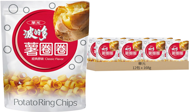 華元 波的多 薯圈圈 經典原味, 168g, 12包