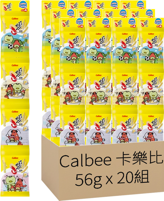 Calbee 卡樂比 蝦條 和風醬汁口味 4包, 56g, 20組