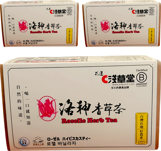 KAKOROT 淺草堂 洛神香草茶, 3個, 12個裝, 3.5g