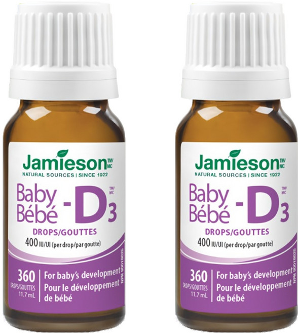 Jamieson 健美生 維生素D3滴劑 MCT Oil 鈣吸收 孕婦嬰兒可用 360滴, 11.7ml, 2瓶