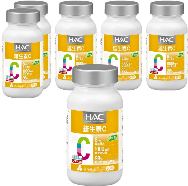 永信藥品 HAC 哈克麗康 維生素C緩釋錠, 6罐, 60顆