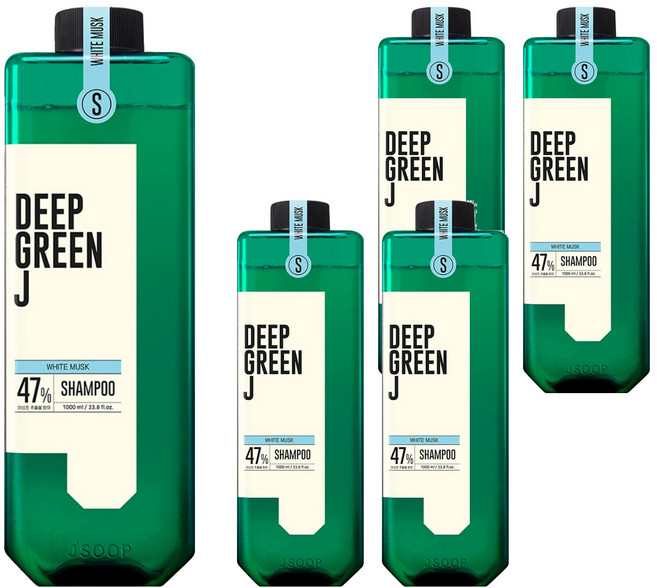 J'SOOP Deep Green J 弱酸性純素洗髮精 白麝香, 1L, 5瓶
