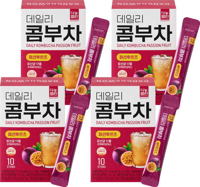 Danongwon 乳酸菌康普茶 百香果, 10包, 5g, 4盒