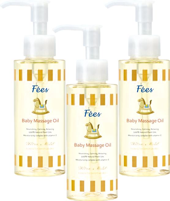 Fees BEBE 嬰兒滋潤安撫按摩油, 3瓶, 120ml