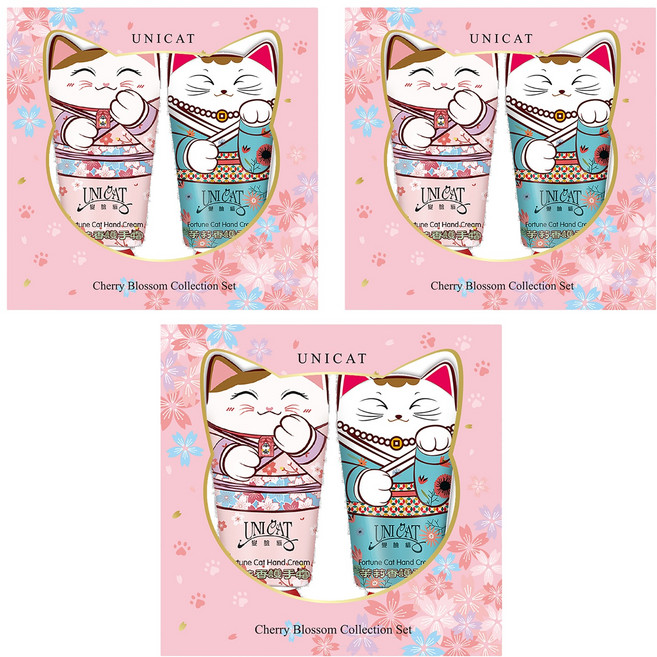 UNICAT 變臉貓 招財貓花漾護手霜禮盒 2支, 3個, 40ml