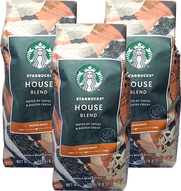 STARBUCKS 星巴克 家常綜合咖啡豆 250G, Whole Bean, 3包