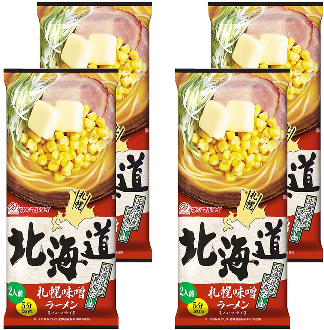 MARUTAI 丸太 北海道札幌味噌拉麵 2人份 216g, 4個