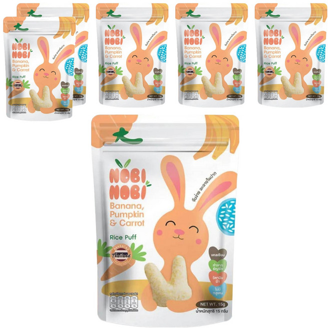 NOBI NOBI 娜比 兔兔小米菓, 15g, 6包, 香蕉蔬果