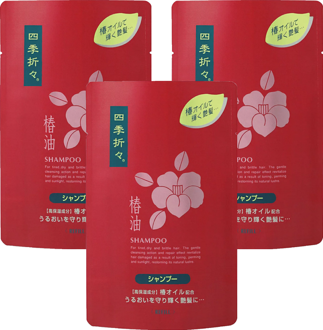 KUMANO 熊野油脂 四季山茶花洗髮精補充裝, 450ml, 3包