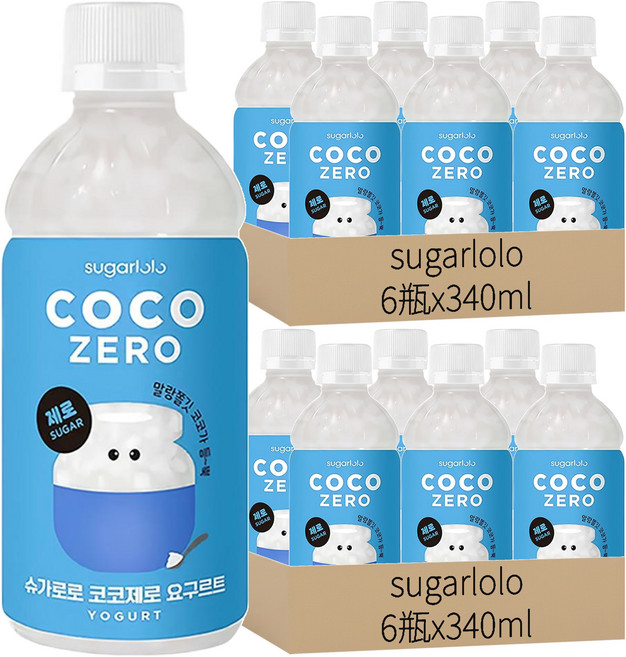 sugarlolo 椰果飲料 優格風味, 12瓶, 340ml