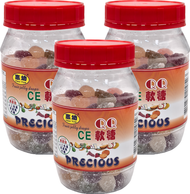 Hwei Yow 惠幼 CE軟糖 水果風味, 200g, 3罐