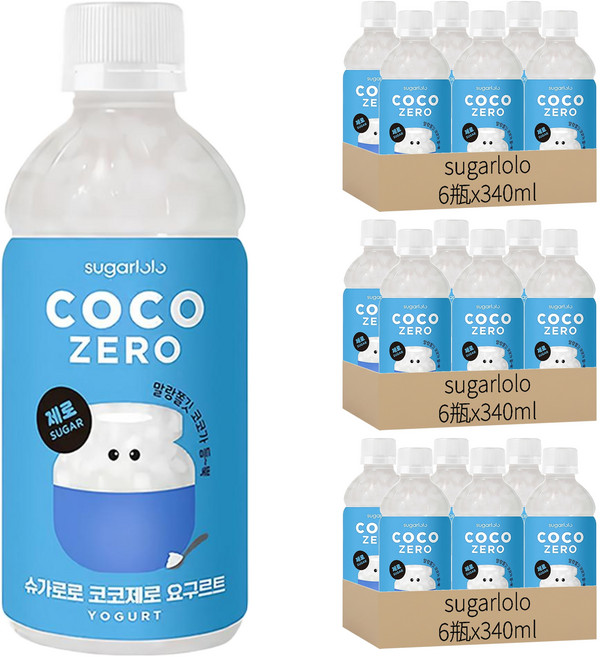 sugarlolo 椰果飲料 優格風味, 18瓶, 340ml