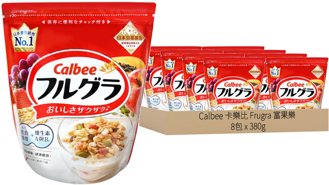 Calbee 卡樂比 Frugra 富果樂 水果麥片, 380g, 8包