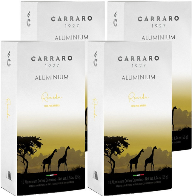 CARRARO 盧安達 RWANDA 咖啡膠囊 適用Nespresso Original 膠囊咖啡機, 5.5g, 10入, 4個