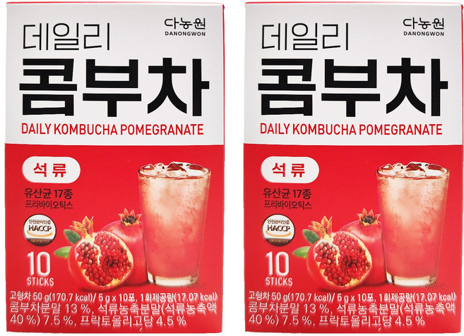 Danongwon 乳酸菌康普茶 石榴, 10包, 5g, 2盒