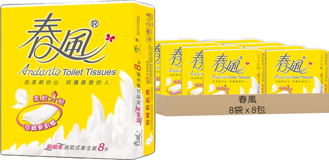 春風 抽取衛生紙 110張, 8包, 8袋