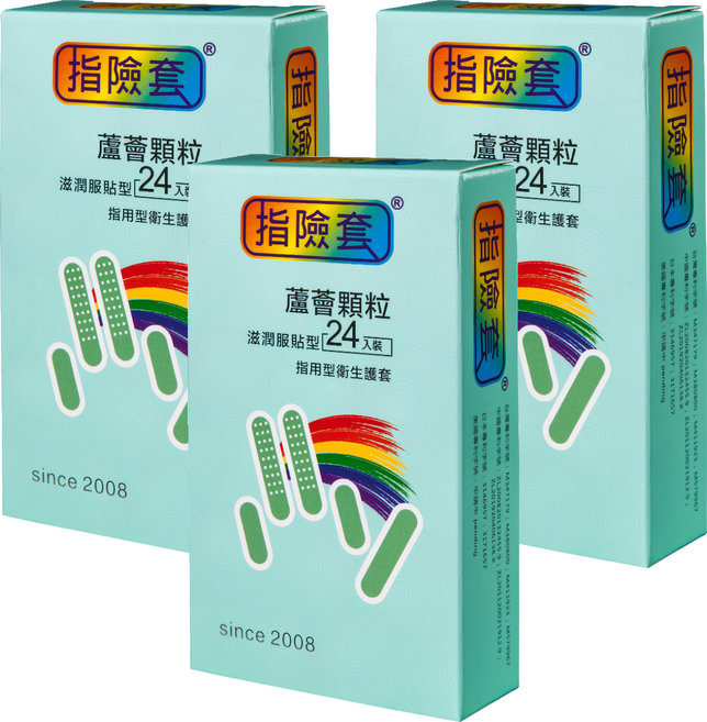 findom 指險套 蘆薈 滋潤服貼顆粒型指險套, 3盒, 24個