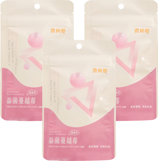 農純鄉 益菌蔓越莓膠囊, 30顆, 0.5g, 3包