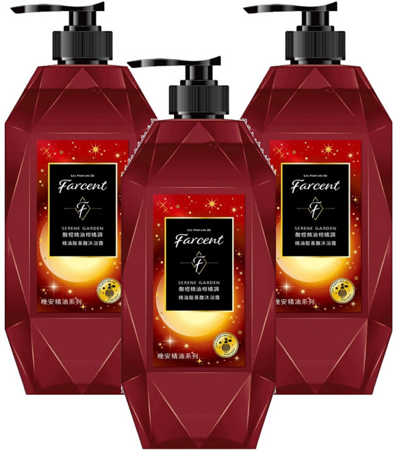 farcent 花仙子 香水精油胺基酸沐浴露 靜謐谷池, 780g, 3瓶