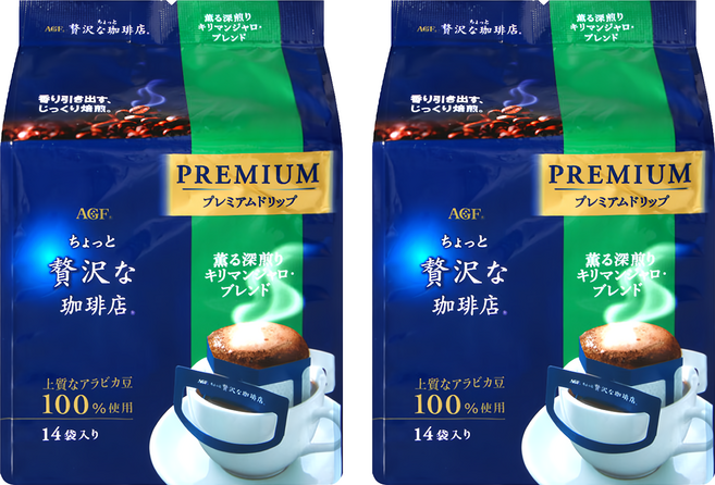 AGF 微奢華咖啡店 奢華吉力馬扎羅濾掛式咖啡, 112g, 1入, 2袋