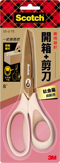 3M Scotch 二合一開箱剪刀 鈦金屬 8吋, 白色, 1支