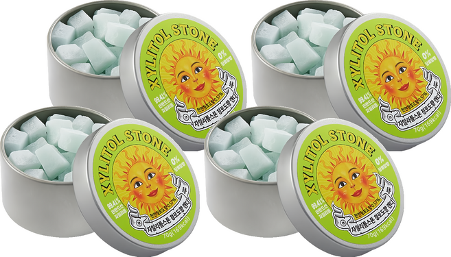 XYLITOL STONE Candy 韓國木糖醇小方糖 15 清香綠葡萄, 4個, 70g