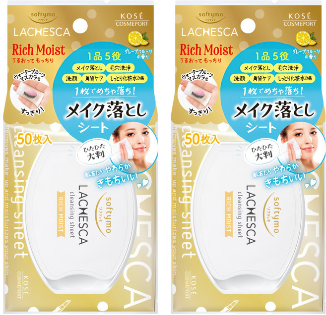 KOSE 高絲 LACHESCA 自由淨肌 精油型毛孔潔淨卸妝棉, 50張, 2包