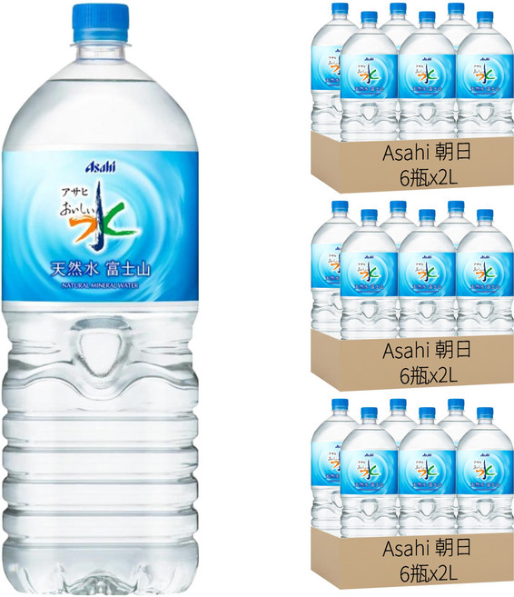 Asahi 朝日 OISHIIMIZU 富士山礦泉水, 18瓶, 2L