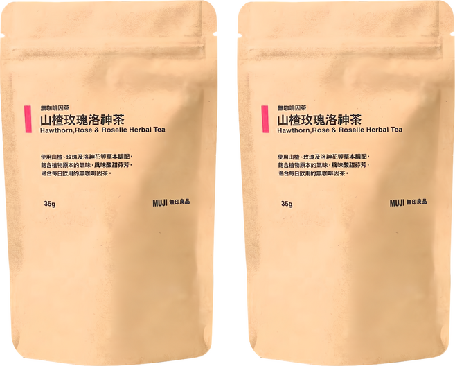 MUJI 無印良品 無咖啡因茶 山楂玫瑰洛神茶, 5g, 7包, 2袋