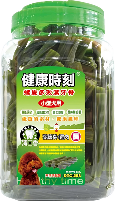 Chewy Time 健康時刻 長 小型犬桶裝, 1桶, 1.3kg, 葉綠素+雞肉